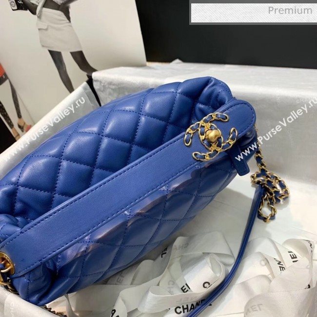 Chanel Quilted Leather Large Hobo Bag With Gold-Tone Metal AS1747 Blue 2020 (AFEI-20040321)