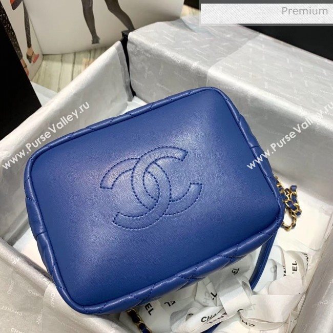 Chanel Quilted Leather Large Hobo Bag With Gold-Tone Metal AS1747 Blue 2020 (AFEI-20040321)