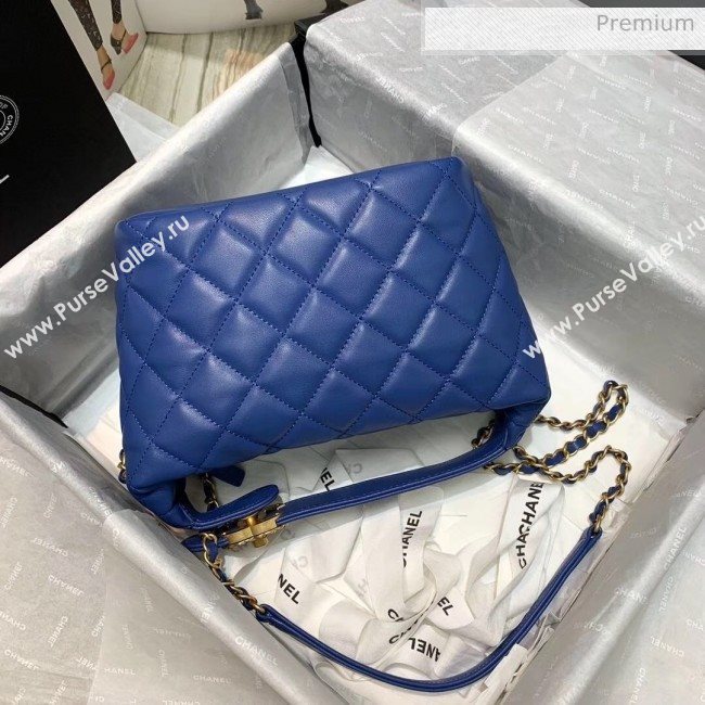 Chanel Quilted Leather Large Hobo Bag With Gold-Tone Metal AS1747 Blue 2020 (AFEI-20040321)