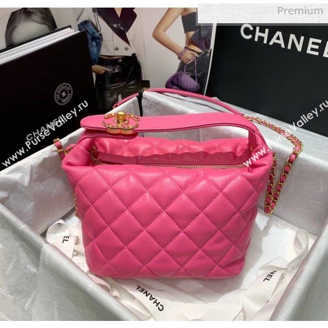 Chanel Quilted Leather Large Hobo Bag With Gold-Tone Metal AS1747 Rosy 2020 (AFEI-20040322)