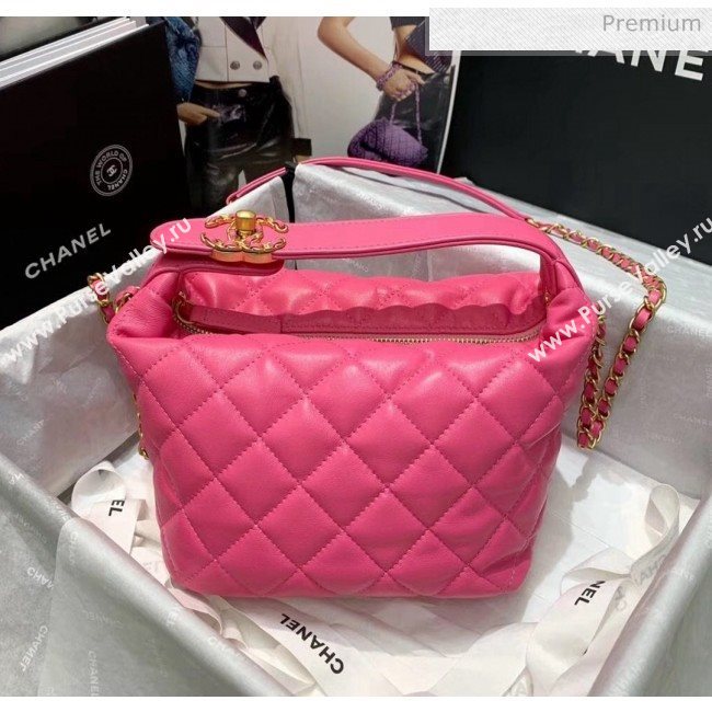 Chanel Quilted Leather Large Hobo Bag With Gold-Tone Metal AS1747 Rosy 2020 (AFEI-20040322)