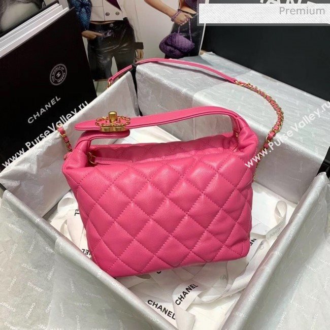 Chanel Quilted Leather Large Hobo Bag With Gold-Tone Metal AS1747 Rosy 2020 (AFEI-20040322)