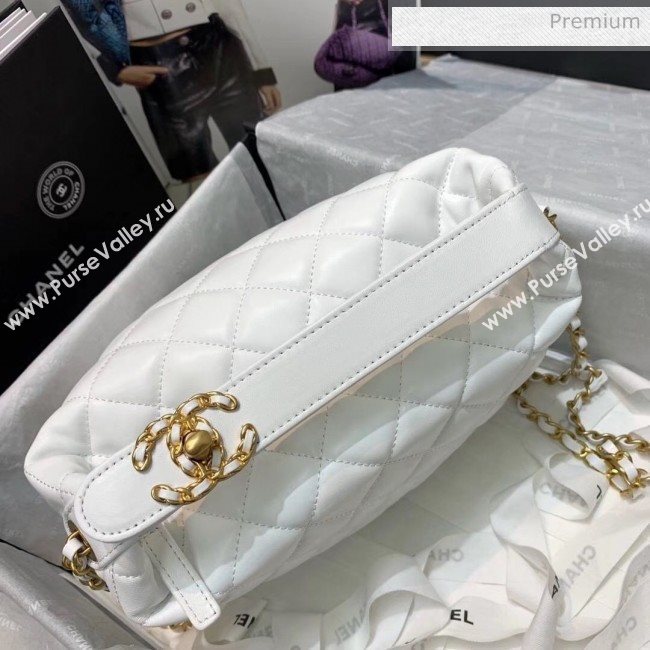 Chanel Quilted Leather Large Hobo Bag With Gold-Tone Metal AS1747 White 2020 (AFEI-20040323)