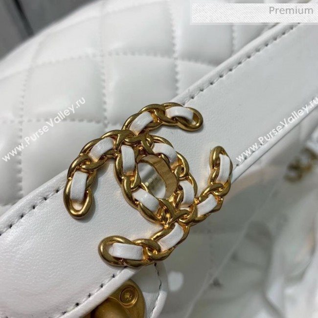 Chanel Quilted Leather Large Hobo Bag With Gold-Tone Metal AS1747 White 2020 (AFEI-20040323)