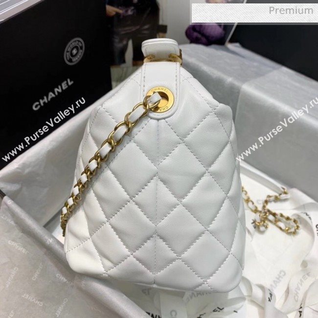 Chanel Quilted Leather Large Hobo Bag With Gold-Tone Metal AS1747 White 2020 (AFEI-20040323)