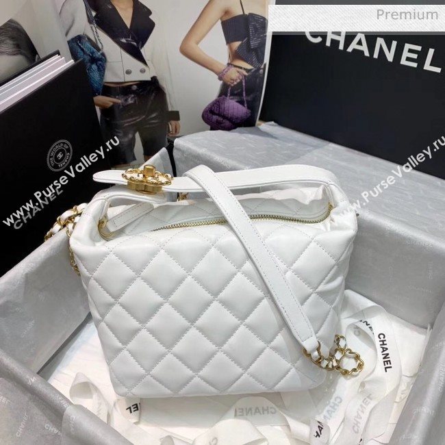 Chanel Quilted Leather Large Hobo Bag With Gold-Tone Metal AS1747 White 2020 (AFEI-20040323)