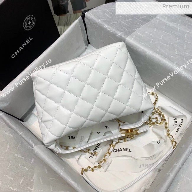 Chanel Quilted Leather Large Hobo Bag With Gold-Tone Metal AS1747 White 2020 (AFEI-20040323)