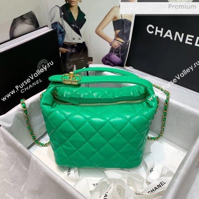Chanel Quilted Leather Large Hobo Bag With Gold-Tone Metal AS1747 Green 2020 (AFEI-20040325)