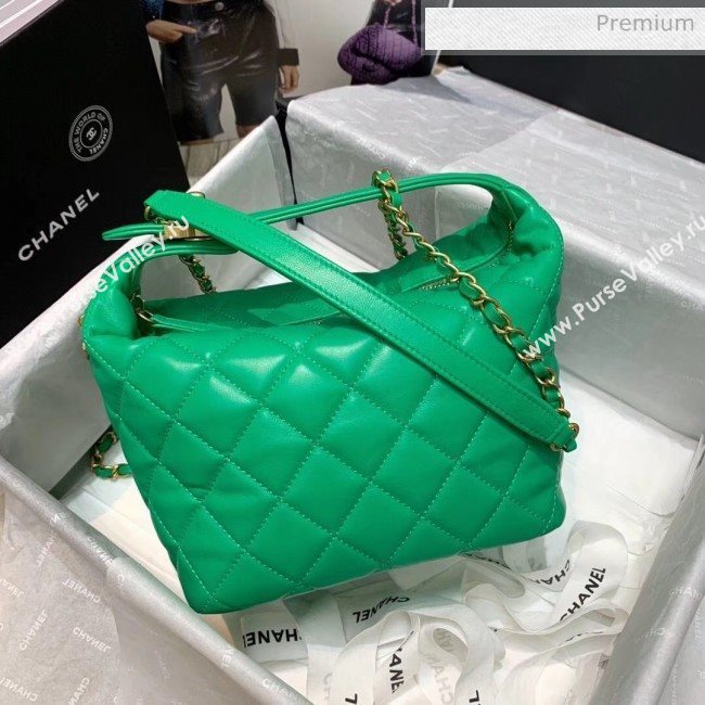 Chanel Quilted Leather Large Hobo Bag With Gold-Tone Metal AS1747 Green 2020 (AFEI-20040325)