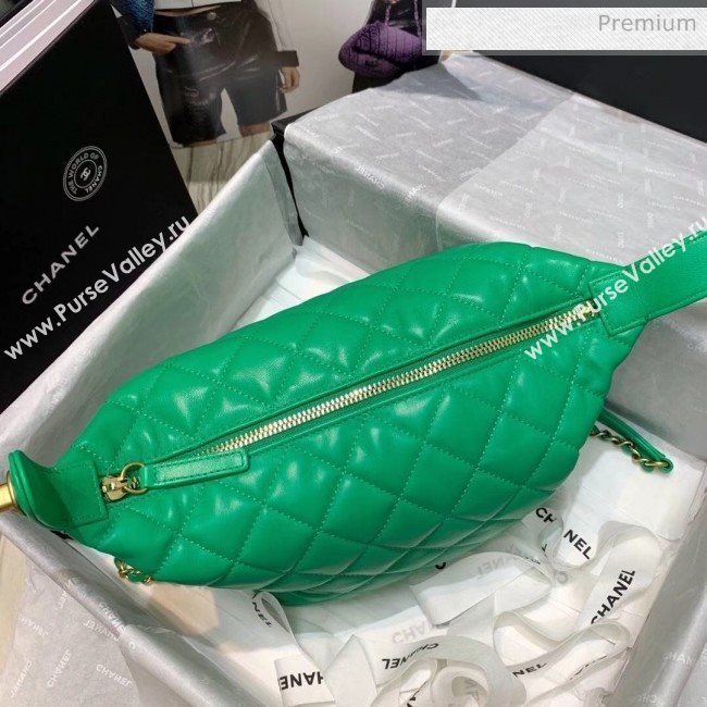 Chanel Quilted Leather Large Hobo Bag With Gold-Tone Metal AS1747 Green 2020 (AFEI-20040325)