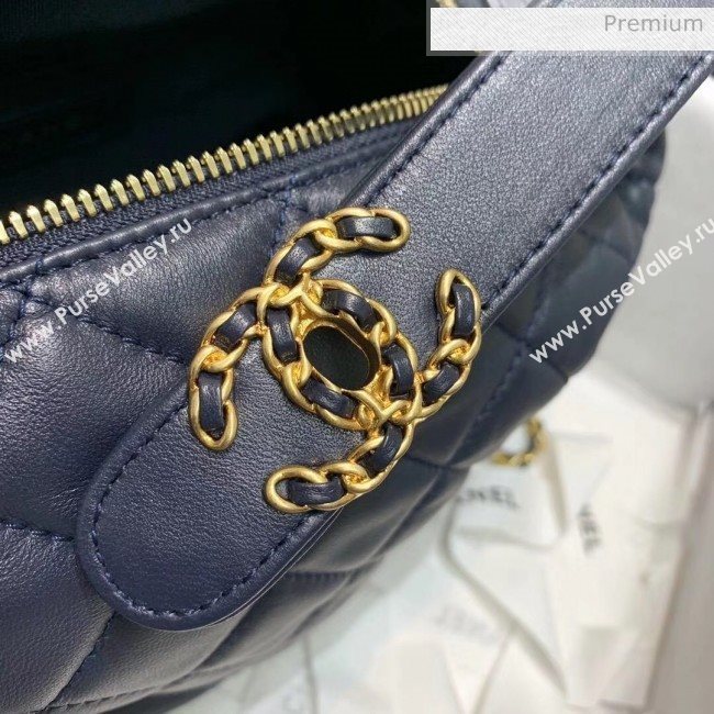 Chanel Quilted Leather Large Hobo Bag With Gold-Tone Metal AS1747 Navy Blue 2020 (AFEI-20040324)