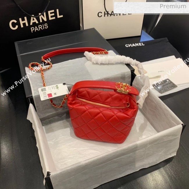 Chanel Quilted Leather Small Hobo Bag With Gold-Tone Metal AS1745 Red 2020 (KS-20040330)