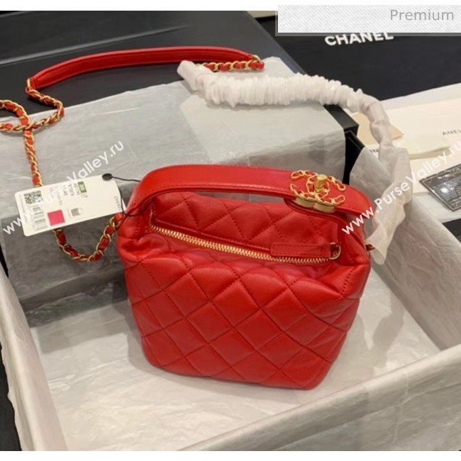 Chanel Quilted Leather Small Hobo Bag With Gold-Tone Metal AS1745 Red 2020 (KS-20040330)