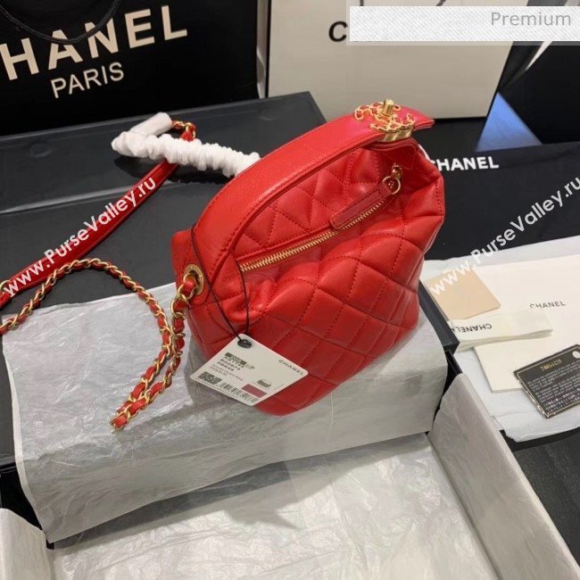 Chanel Quilted Leather Small Hobo Bag With Gold-Tone Metal AS1745 Red 2020 (KS-20040330)