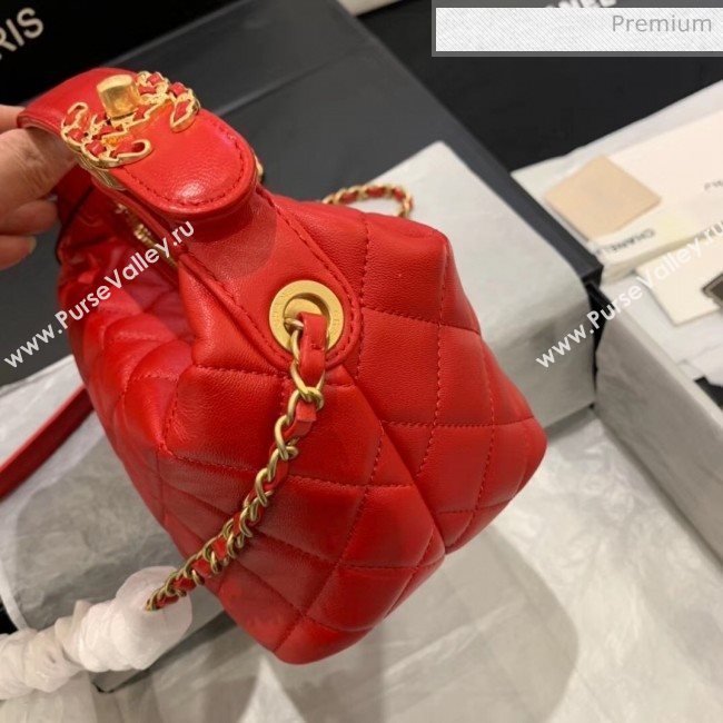 Chanel Quilted Leather Small Hobo Bag With Gold-Tone Metal AS1745 Red 2020 (KS-20040330)
