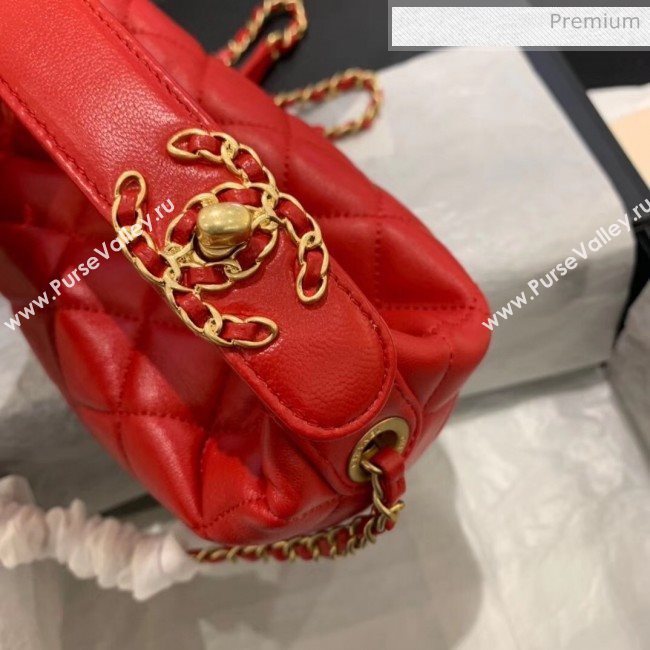 Chanel Quilted Leather Small Hobo Bag With Gold-Tone Metal AS1745 Red 2020 (KS-20040330)