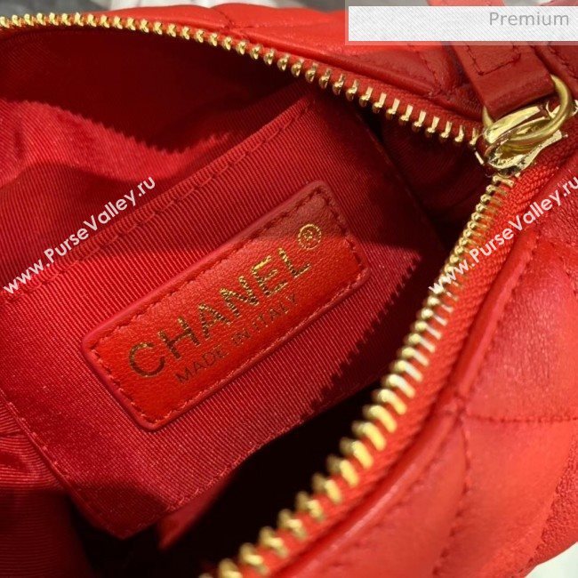 Chanel Quilted Leather Small Hobo Bag With Gold-Tone Metal AS1745 Red 2020 (KS-20040330)