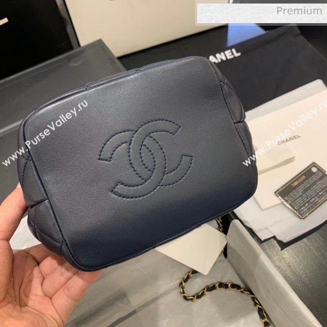 Chanel Quilted Leather Small Hobo Bag With Gold-Tone Metal AS1745 Navy Blue 2020 (KS-20040329)