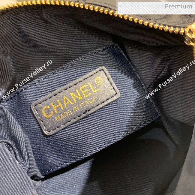 Chanel Quilted Leather Small Hobo Bag With Gold-Tone Metal AS1745 Navy Blue 2020 (KS-20040329)