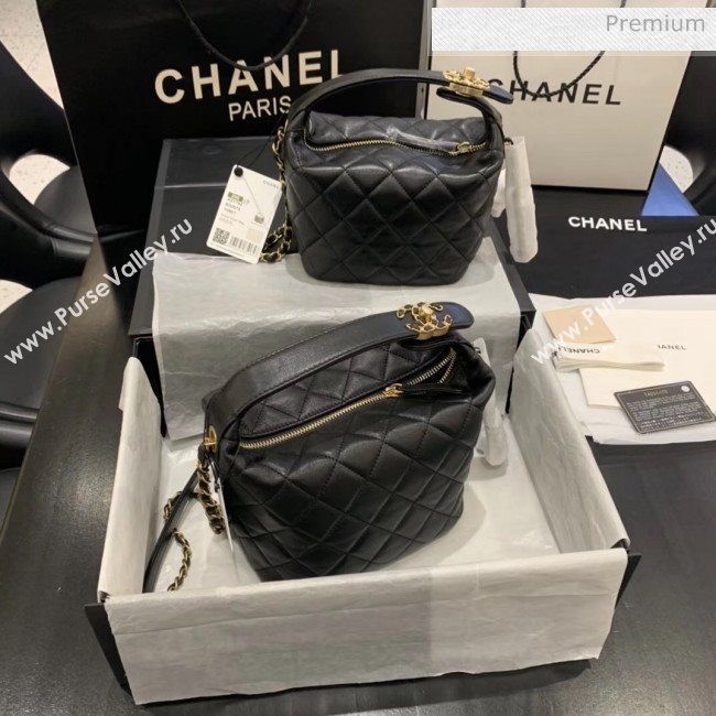 Chanel Quilted Leather Small Hobo Bag With Gold-Tone Metal AS1745 Black 2020 (KS-20040326)