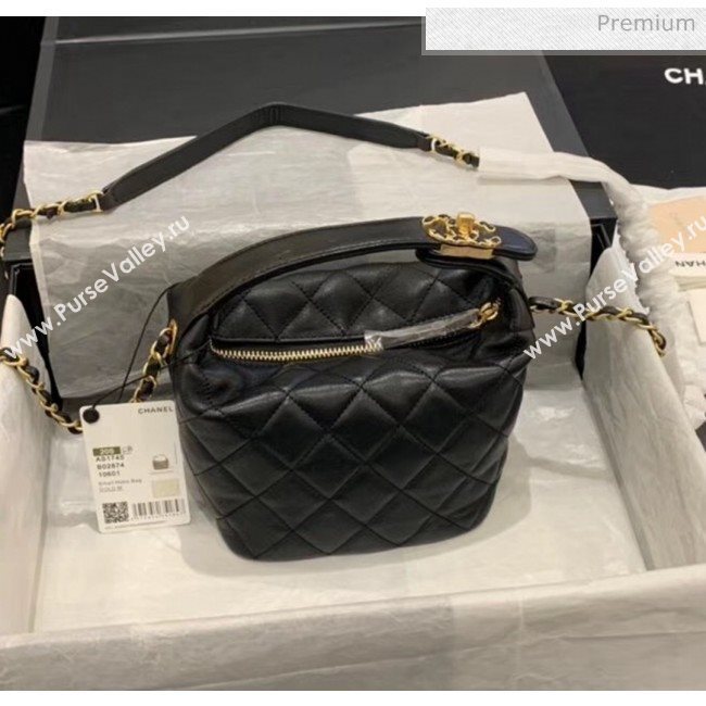 Chanel Quilted Leather Small Hobo Bag With Gold-Tone Metal AS1745 Black 2020 (KS-20040326)