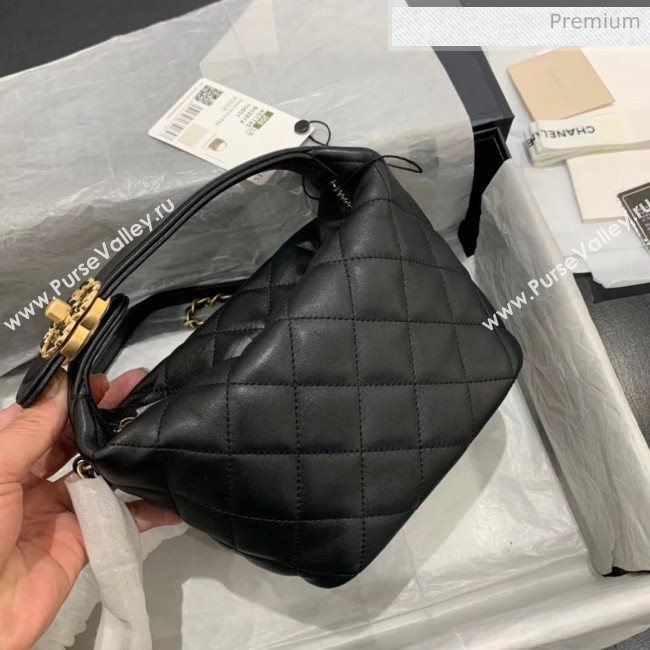 Chanel Quilted Leather Small Hobo Bag With Gold-Tone Metal AS1745 Black 2020 (KS-20040326)