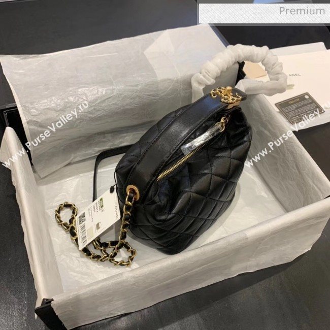 Chanel Quilted Leather Small Hobo Bag With Gold-Tone Metal AS1745 Black 2020 (KS-20040326)