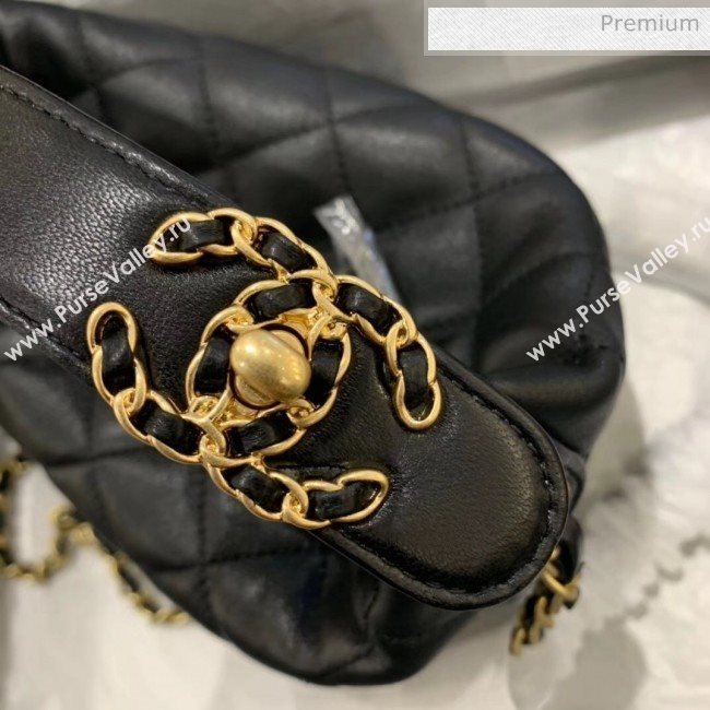 Chanel Quilted Leather Small Hobo Bag With Gold-Tone Metal AS1745 Black 2020 (KS-20040326)