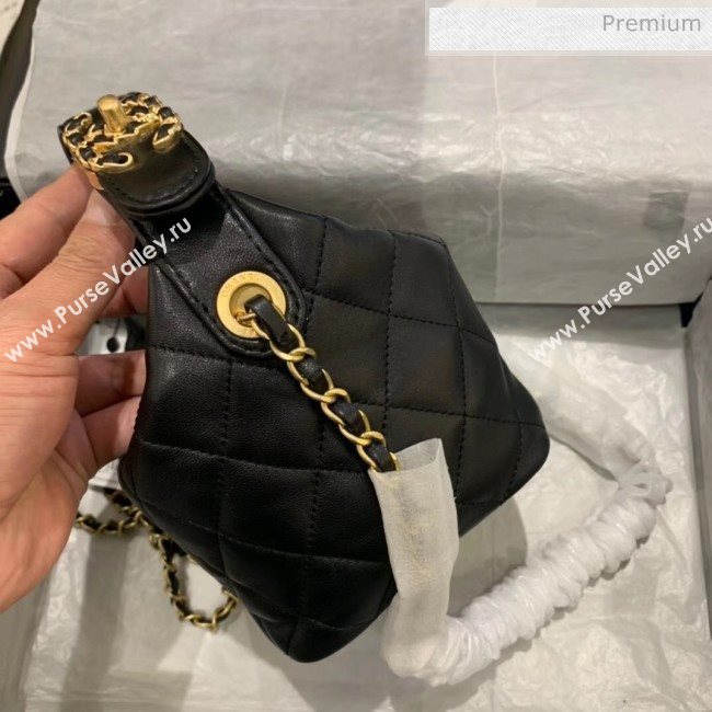 Chanel Quilted Leather Small Hobo Bag With Gold-Tone Metal AS1745 Black 2020 (KS-20040326)