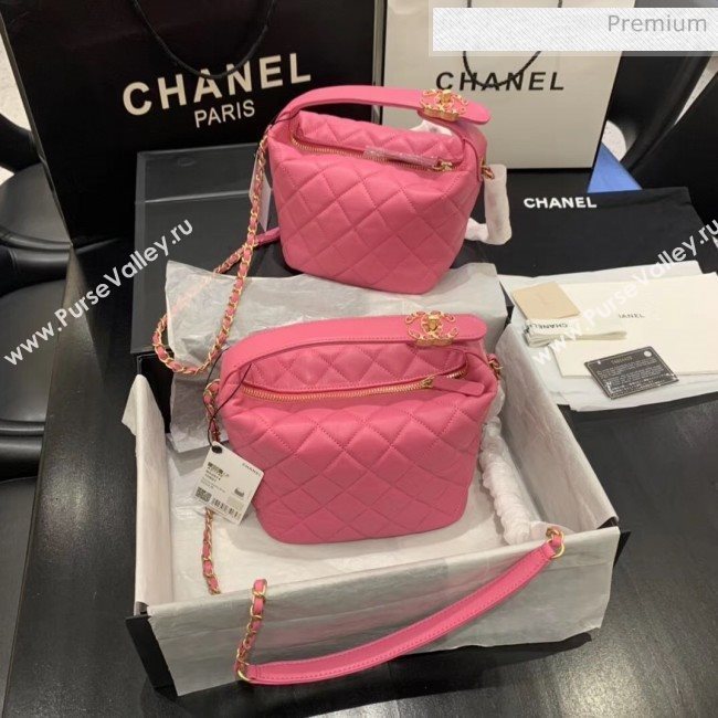 Chanel Quilted Leather Small Hobo Bag With Gold-Tone Metal AS1745 Pink 2020 (KS-20040327)