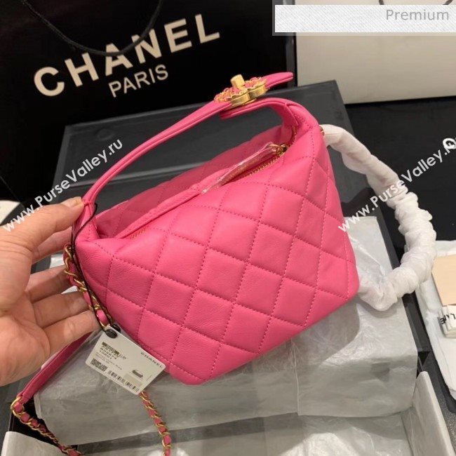 Chanel Quilted Leather Small Hobo Bag With Gold-Tone Metal AS1745 Pink 2020 (KS-20040327)