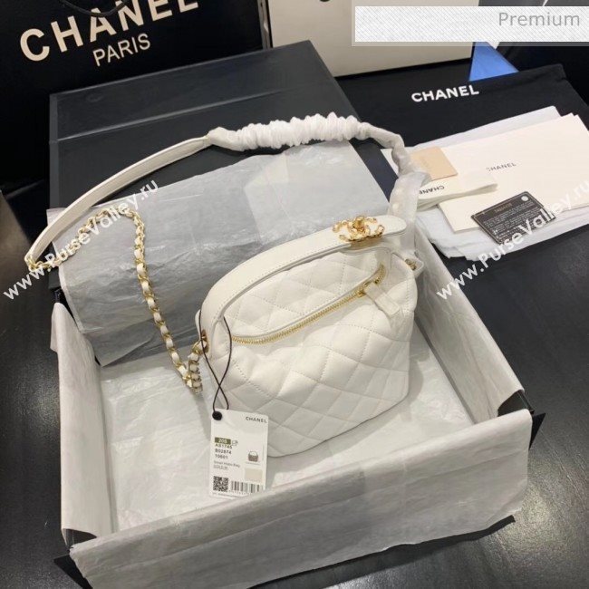 Chanel Quilted Leather Small Hobo Bag With Gold-Tone Metal AS1745 White 2020 (KS-20040328)