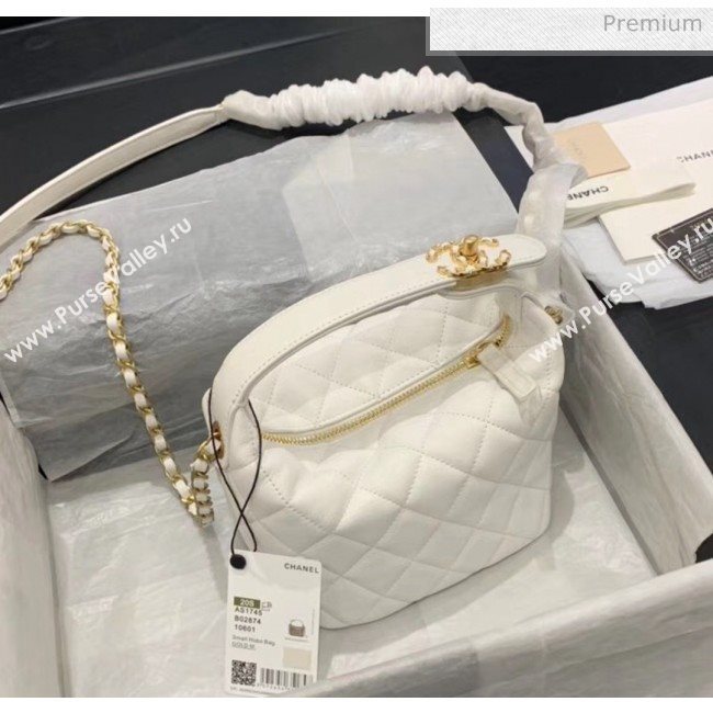 Chanel Quilted Leather Small Hobo Bag With Gold-Tone Metal AS1745 White 2020 (KS-20040328)