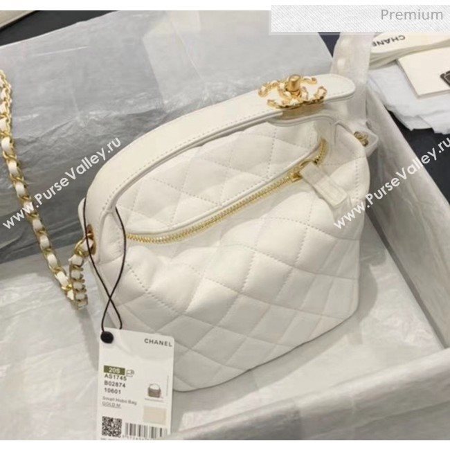 Chanel Quilted Leather Small Hobo Bag With Gold-Tone Metal AS1745 White 2020 (KS-20040328)