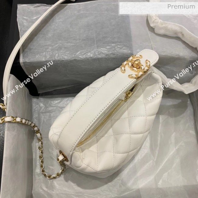 Chanel Quilted Leather Small Hobo Bag With Gold-Tone Metal AS1745 White 2020 (KS-20040328)