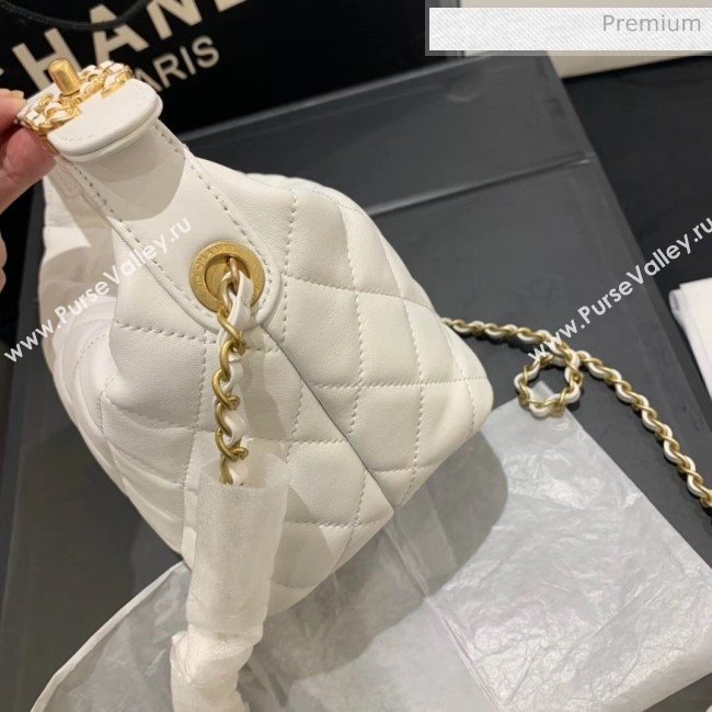 Chanel Quilted Leather Small Hobo Bag With Gold-Tone Metal AS1745 White 2020 (KS-20040328)