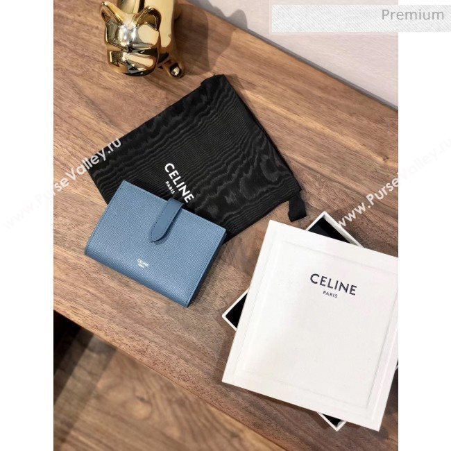 Celine Grained Calfskin Medium Strap Multifunction Wallet Blue  (BXL-20040201)