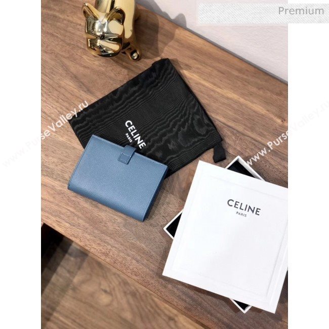 Celine Grained Calfskin Medium Strap Multifunction Wallet Blue  (BXL-20040201)