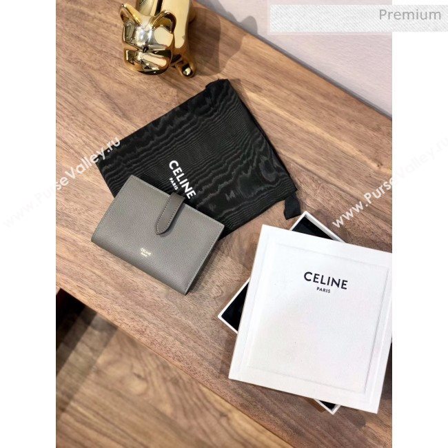 Celine Grained Calfskin Medium Strap Multifunction Wallet Grey (BXL-20040202)