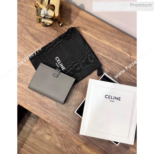 Celine Grained Calfskin Medium Strap Multifunction Wallet Grey (BXL-20040202)