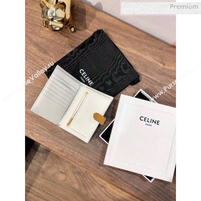 Celine Grained Calfskin Medium Strap Multifunction Wallet White/Yellow (BXL-20040204)