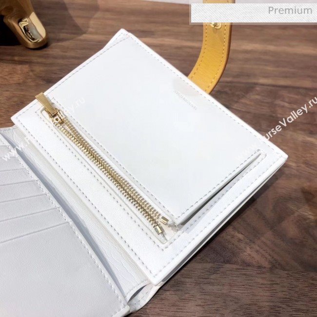 Celine Grained Calfskin Medium Strap Multifunction Wallet White/Yellow (BXL-20040204)