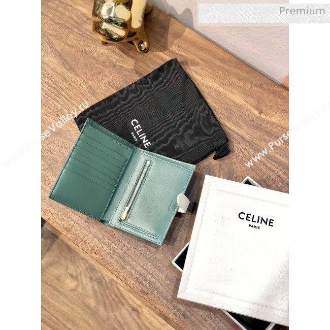 Celine Grained Calfskin Medium Strap Multifunction Wallet Light Green/White (BXL-20040205)