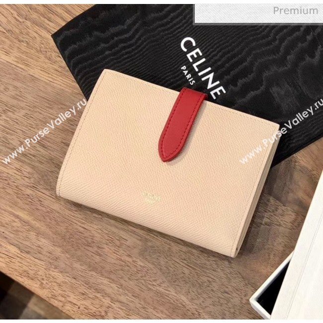 Celine Grained Calfskin Medium Strap Multifunction Wallet Light Pink/Red (BXL-20040207)