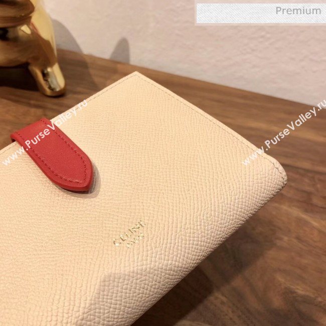 Celine Grained Calfskin Medium Strap Multifunction Wallet Light Pink/Red (BXL-20040207)