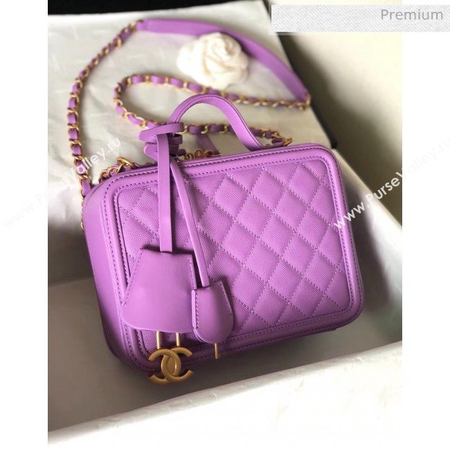 Chanel Grained Calfskin Medium Vanity Case Bag A93343 Purple 2019 (YD-20040212)