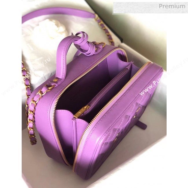 Chanel Grained Calfskin Medium Vanity Case Bag A93343 Purple 2019 (YD-20040212)