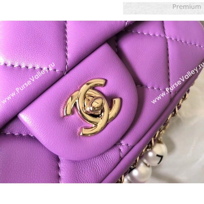 Chanel Lambskin Small Flap Bag with Imitation Pearls AS1436 Purple 2020 (YD-20040310)