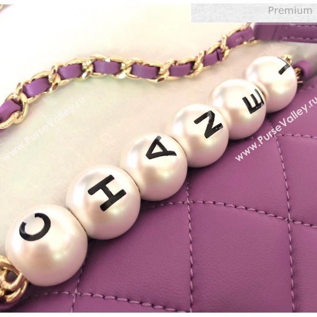 Chanel Lambskin Small Flap Bag with Imitation Pearls AS1436 Purple 2020 (YD-20040310)