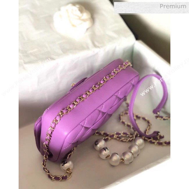 Chanel Lambskin Small Flap Bag with Imitation Pearls AS1436 Purple 2020 (YD-20040310)